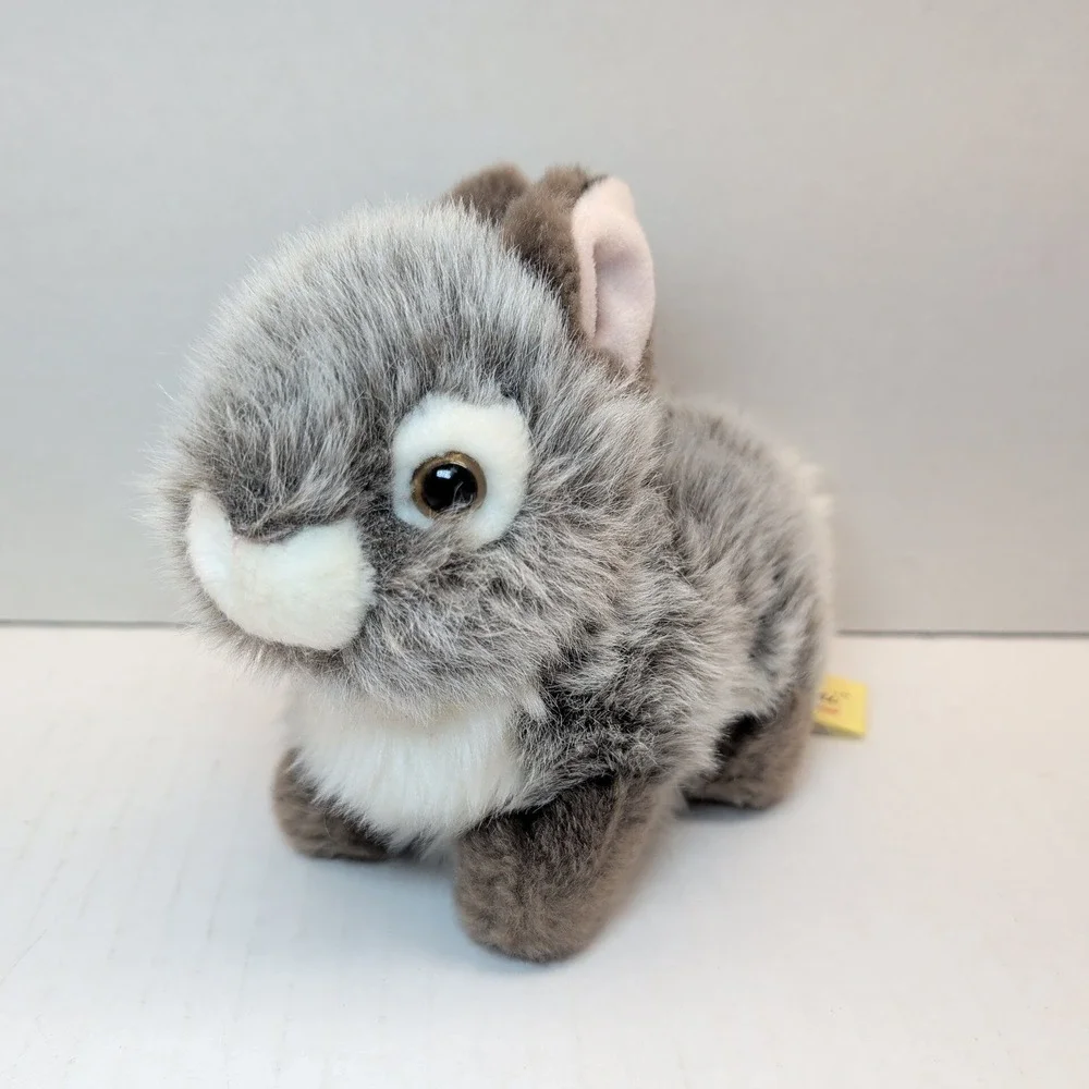 Miyoni by Aurora Grey White Bunny Rabbit Plush Stuffed Animal 7 Inch 2016